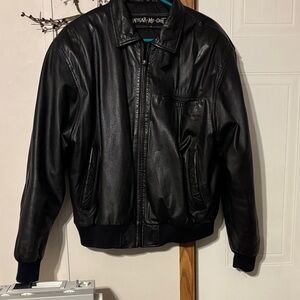 Black Leather Bomber Jacket
